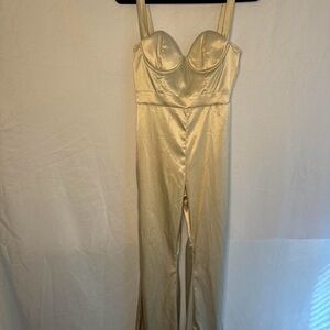 Elegant Gold Satin Women's Dress